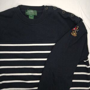 Lauren Ralph Lauren P/P Anchor Logo Long Sleeve Striped Pullover Sweatshirt
